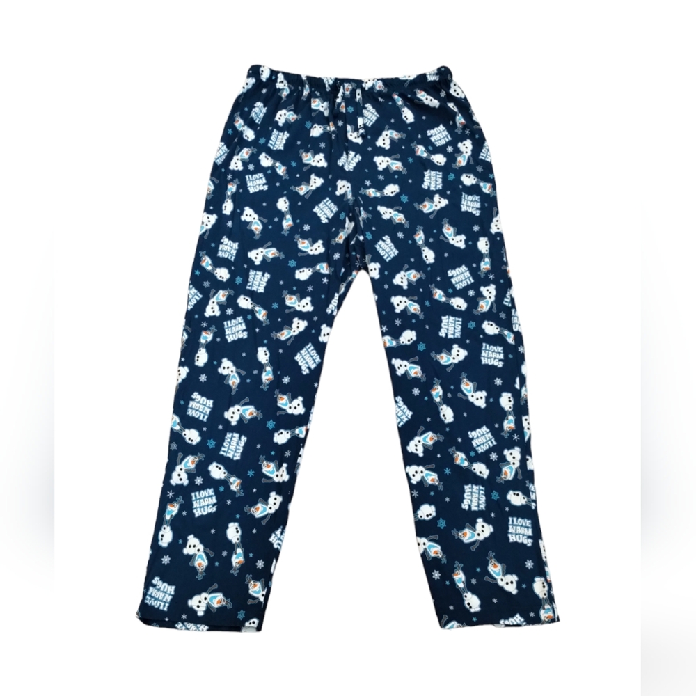 Disney Blue Olaf  Frozen Drawstring Size XL loungewear PJ bottoms Old Child